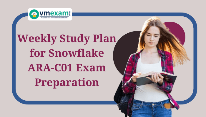 A girl standing, focused on reading a book open in front of her, studying for the Snowflake ARA-C01 exam.