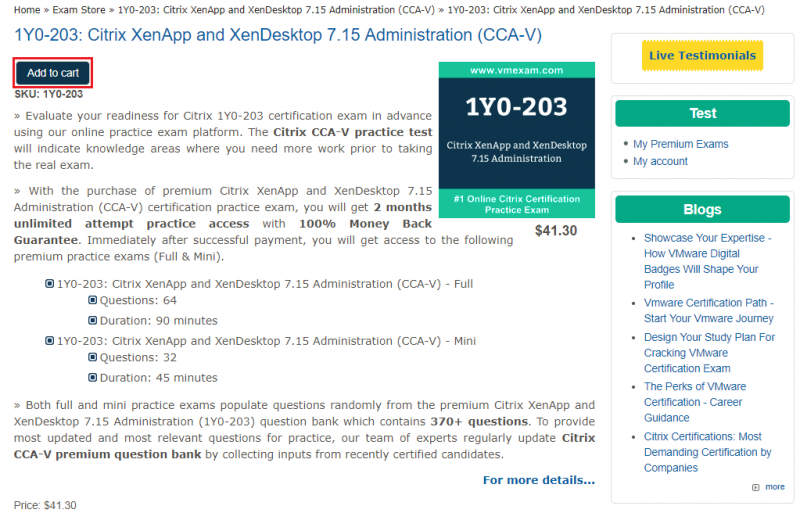 Help - VMExam Product Page