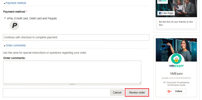 Help - VMExam Checkout Page 2