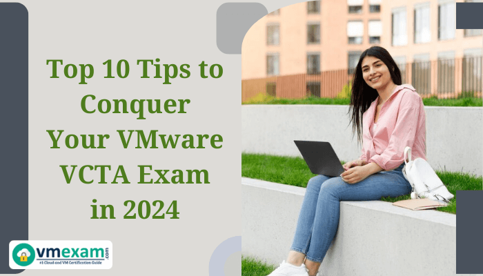 Someone studying for a VMware VCTA exam with textbooks and a laptop open on a desk.